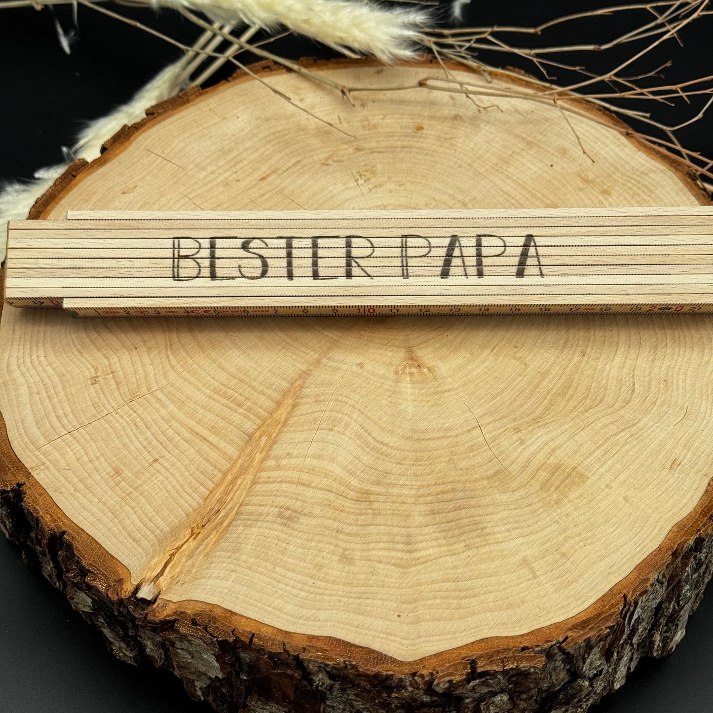 2 Meter Zollstock / Meterstab - Natur Klar lackiert - mit Winkelanzeige